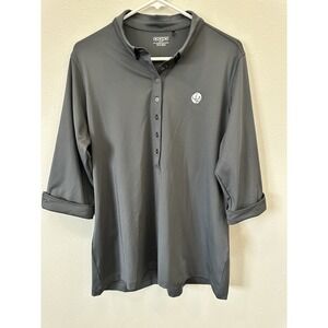 OGIO Men's Dark Grey 3/4 Sleeve Performance Golf Polo Shirt Button Collar-Size M
